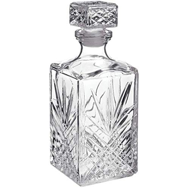 Bormioli Rocco Selecta Collection Whiskey Decanter – Sophisticated 33.75oz Diamond Decanter With Starburst Detailing – For Whiskey, Bourbon, Scotch & Liquor