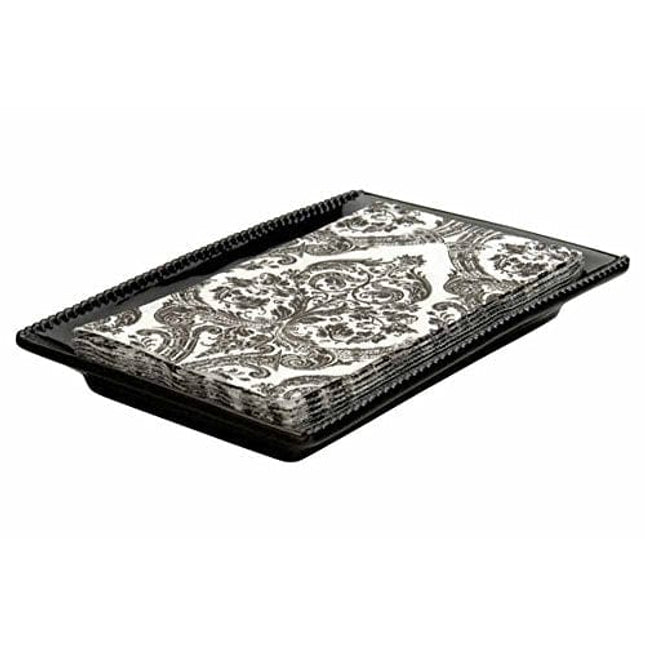 Boston International Ceramic Guest Towel Caddy, Beaded Black 9.25 x 6-Inches