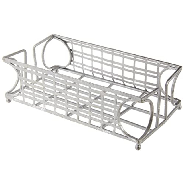 Boston International New York Art Deco Stripes Guest Towel Holder Caddy, 8.75 x 4.75-Inches, Silver Foil