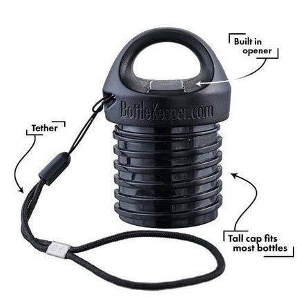 BottleKeeper - The Standard 2.0 Beer Bottle Insulator - Cap with Built in Beer Opener and Tether - Fits & Protects Standard 12oz Bottles - Insulated Beer Bottle Holder - Red