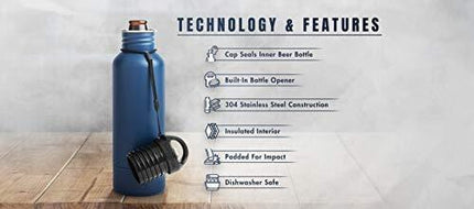 BottleKeeper - The Standard 2.0 Beer Bottle Insulator - Cap with Built in Beer Opener and Tether - Fits & Protects Standard 12oz Bottles - Insulated Beer Bottle Holder - Red