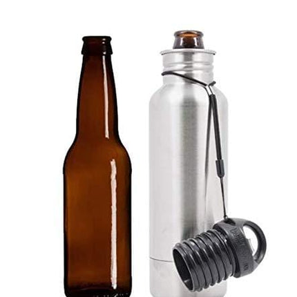 BottleKeeper - The Standard 2.0 Beer Bottle Insulator - Cap with Built in Beer Opener and Tether - Fits & Protects Standard 12oz Bottles - Insulated Beer Bottle Holder - Red