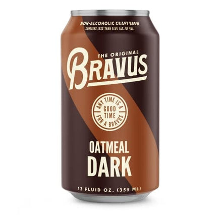 Bravus Oatmeal Dark NA Craft Brew - 24 Pack x 12 Fl Oz Cans - Low-Calorie, GABF Silver Medal Winner