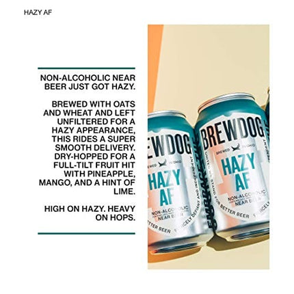 BrewDog 12-Pack of Hazy | Non-Alcoholic NE | 20 Calories, 2.3g Carbs Per Serving | 12oz Cans