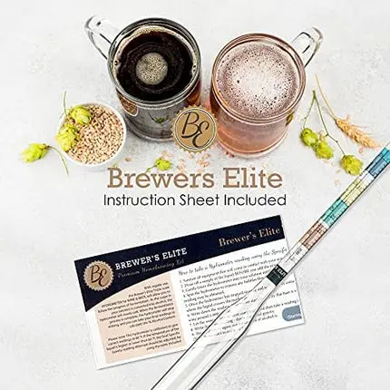 Brewer's Elite Hydrometer - for Home Brew Beer, Wine, Mead and Kombucha - Deluxe Triple Scale Set, Hardcase and Cloth - Specific Gravity ABV Tester