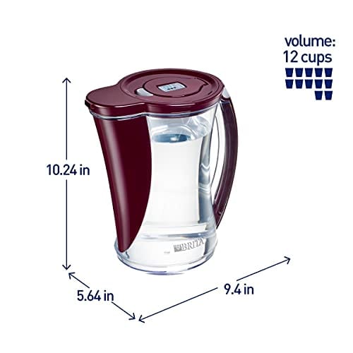 Brita Stream Cascade Water Filter Pitcher, Bordeaux, Large 12 Cup, 1 C ...