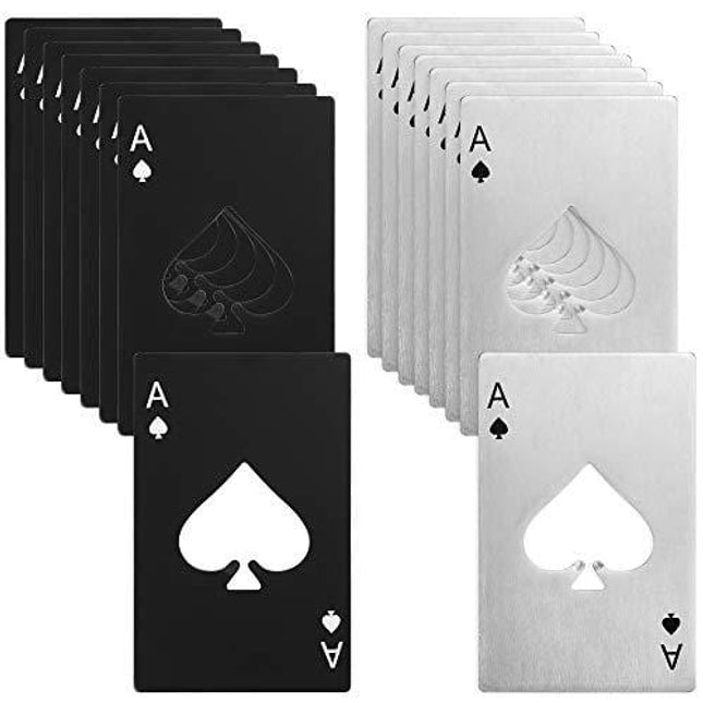 butterfunny 8 Pcs Casino Bottle Openers, Stainless Steel Credit Card Size Casino Bottle Opener Beer Bottle Opener for Your Wallet (Black and Silver)