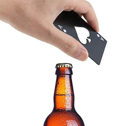 butterfunny 8 Pcs Casino Bottle Openers, Stainless Steel Credit Card Size Casino Bottle Opener Beer Bottle Opener for Your Wallet (Black and Silver)