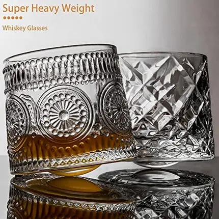 C CHATEAU TROUVAILLE Tilting Crystal Whiskey Glasses 10.8 oz Set of 2, Big Size Rotatable Drinking Bourbon Glasses, Stress & Anxiety relief Tumbler For Scotch , Cocktails, Coffee , Father's Day Gift