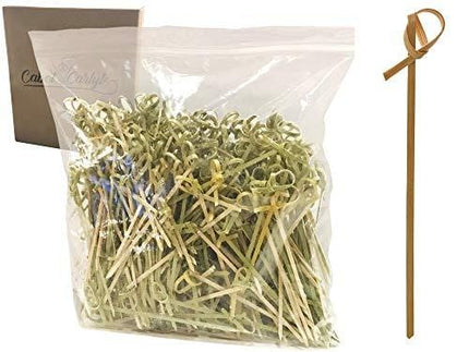 Cabot & Carlyle Bamboo Cocktail Picks 300 Pack 4.1 inch With Looped Knot Fancy Bamboo Toothpicks for Appetizers Cocktail Toothpicks Natural Bamboo Picks Bamboo Skewers 4 inch Long Toothpicks