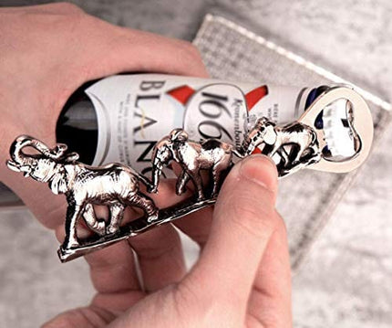 Elephant Bottle Opener, Unique Elephant Gifts for Men, Women (Silver)