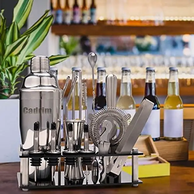 Cocktail Shaker Set, Cadrim Mixology Bartender Kit, 17-Piece Stainless Steel Bar Set with Acrylic Stand, Martini Shaker Bartending Tools for Home or Parties