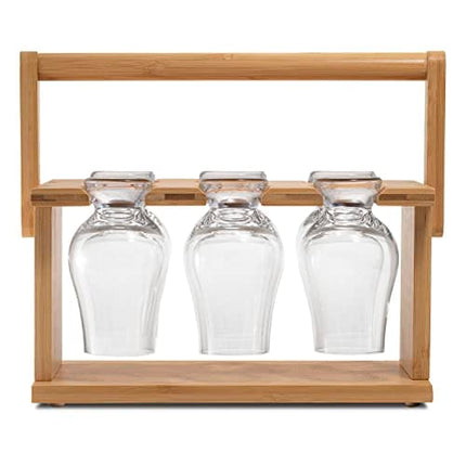 CairnCaddy Bamboo Whiskey Glass Holder - Carrier and Drying Rack for Whisky Tasting Glassware