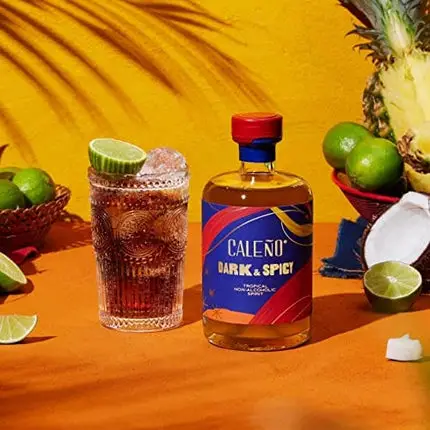 Caleño Dark & Spicy | Non Alcoholic Spirit | Tropical Flavoured Rum Alternative | Low Calorie and Sugar Free | Gluten Free and Vegan | Rich Blend With Tropical Notes | 16.9oz Bottle