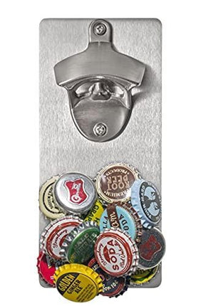 Wall Mounted Beer Bottle Opener with Magnetic Cap Catcher, Fridge Mountable | Unique Housewarming Gift | Cool Beer Lover Gifts for Men