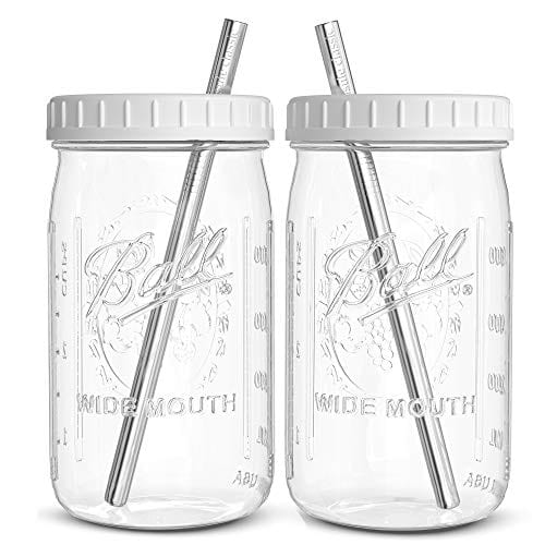 2pack Smoothie Cup With Lid And Straw Iced Coffee Cup Reusable Mason Jars  With Handle, Discounts For Everyone
