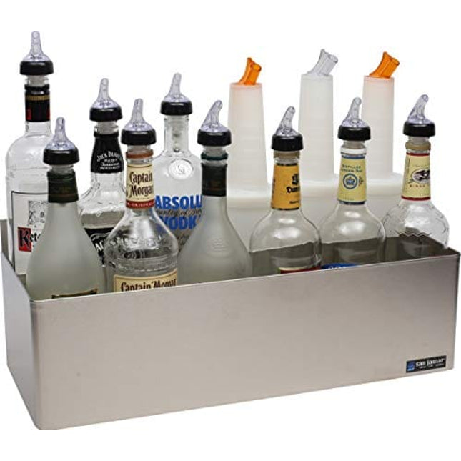 San Jamar B5522D Stainless Steel Double Rail Speed Rack Bottle Holder, 21-1/8" Width x 7-5/8" Height x 8" Depth