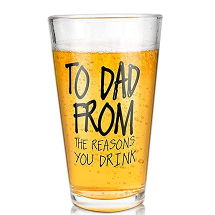 Gifts for Dad Men,Beer Glass Dad Gifts from Daughter Son Wife,Funny Xmas Stocking Stuffers,Birthday Valentines Day Dad Gifts for Husband Boyfriend Grandpa Father in Law,16 OZ