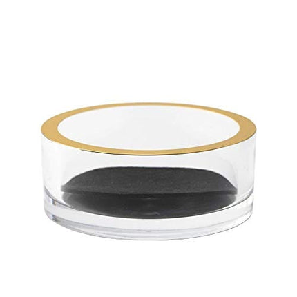 Caspari Acrylic Wine Bottle Coaster in Clear with Gold Rim - Set of 2