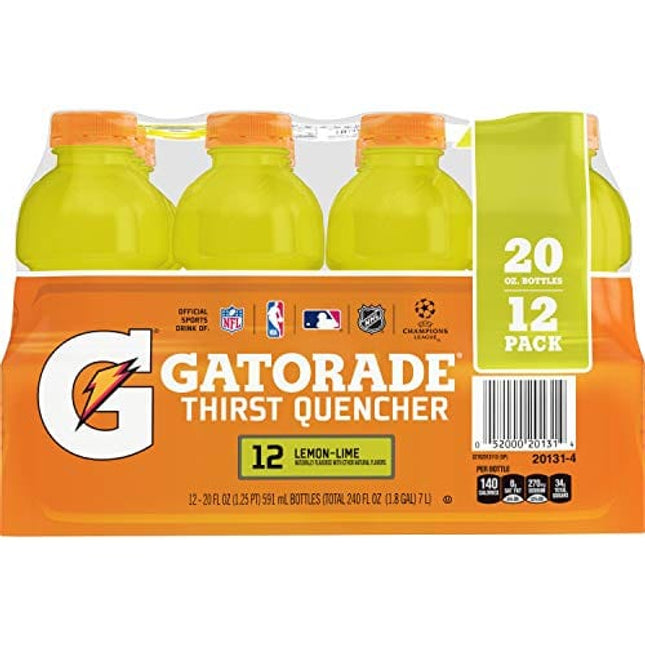 Gatorade Thirst Quencher Lemon-Lime, 20 Ounce Bottles (Pack of 12)