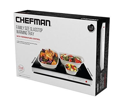Chefman Electric Warming Tray with Adjustable Temperature Control, Perfect For Buffets, Restaurants, Parties, Events, and Home Dinners, Glass Top Large 21” x 16” Surface Keeps Food Hot – Black