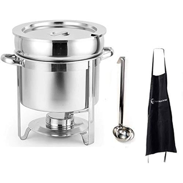 CHEFQ7 Qt Marmite Soup Chafer with 6 Oz ladel Stainless Steel Buffet Set Warmer for Any Event or Party - Commercial Grade