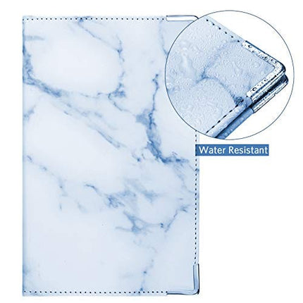 Marble Server Books Guest Check Holders with 9 Pockets Includes Zipper Pouch with Pen Holder Fit Server Apron for Restaurant Waiter Waitress (Blue, 1 Pack)