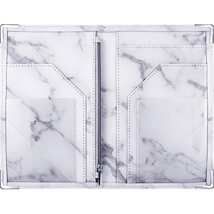 Marble Server Books Guest Check Holders with 9 Pockets Includes Zipper Pouch with Pen Holder Fit Server Apron for Restaurant Waiter Waitress (Grey, 1 Pack)