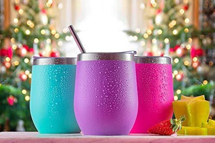 CHILLOUT LIFE 12 oz Stainless Steel Tumbler with Lid & Gift Box - Wine Tumbler Double Wall Vacuum Insulated Travel Tumbler Cup for Coffee, Wine, Cocktails, Ice Cream - Sweat Free, Powder Coated Tumble