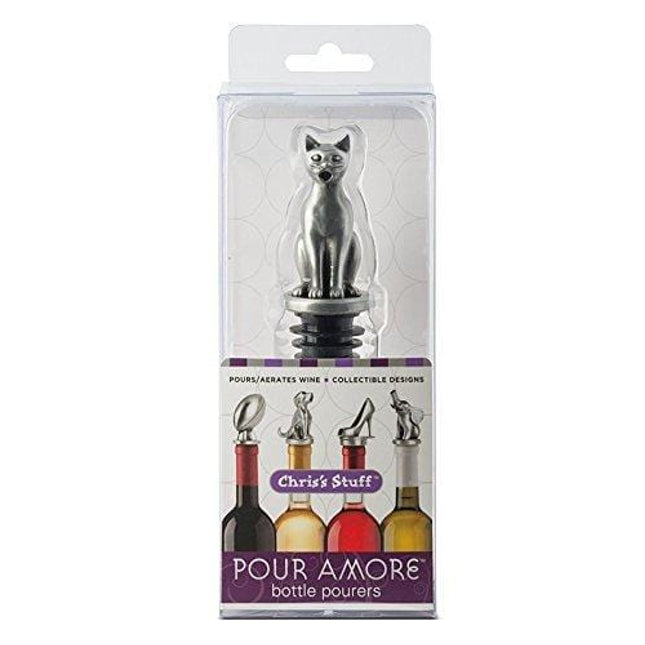 Stainless Steel Cat Wine Aerator Pourer - Deluxe Decanter Spout for Robust Red and White Wine - Pour Amore Bottle Pourer/Stopper & Air Diffuser by Chris's Stuff