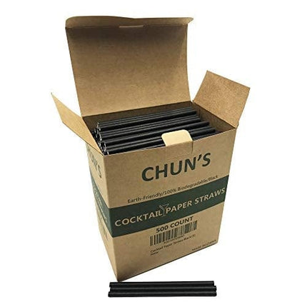 Paper Cocktail Straws 5 inch - 500 ct. Biodegradable Small Black Paper Drinking Straws Bulk, FSC certified, Food Grade Safety for Short Drinks, Restaurant, Bar, Food Services