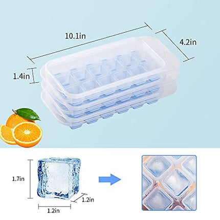 Cinmoo Ice Cube Tray 4Pack,Easy-Release Silicone& Flexible 18-Ice Cube Trays with Spill-Resistant Removable Lid, BPA Free, for Cocktail, Freezer, Stackable Ice Trays with Covers