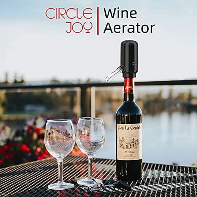 CIRCLE JOY Electric Wine Aerator, Electric Wine Pourer, Automatic Wine Aerator Pourer, Battery Powered Wine Pourer, Automatic Wine Dispenser, Black