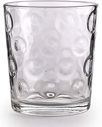 Circleware Circles Heavy Base Whiskey Drinking Glasses, Set of 4, Entertainment Dinnerware Glassware for Water, Juice, Beer Bar Liquor Dining Decor Beverage Cups Gifts, 12.5 oz, Clear