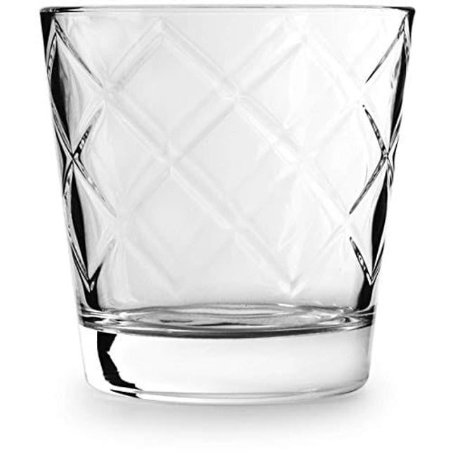 Circleware Arrabella Double Old Fashioned Whiskey Glasses, Set of 4 Kitchen Drinking Glassware for Water, Juice, Ice Tea, Beer, Wine Bar Barrel Liquor Dining Decor Beverage Gifts, 12.5 oz