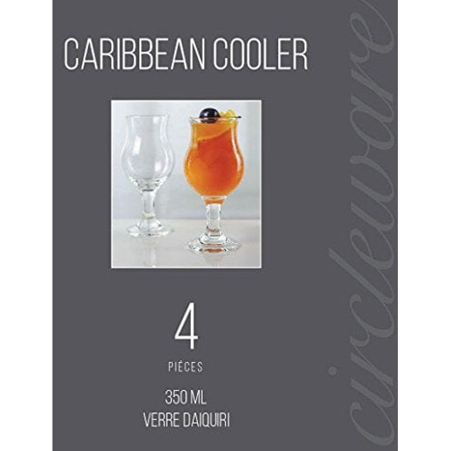 Circleware Caribbean Daiquiri Wine Beer Glasses, Set of 4, Kitchen Entertainment Dinnerware Drinking Glassware for Water, Juice and Bar Liquor Dining Decor Beverage Gifts, 12 oz, Clear