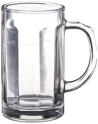 Circleware Glass Beer Mugs with Handle Set of 2 Heavy Base Fun Entertainment Glassware Beverage Drinking Cups for Water, Wine, Juice and Bar Dining Decor Novelty, 16.4 oz, Clear