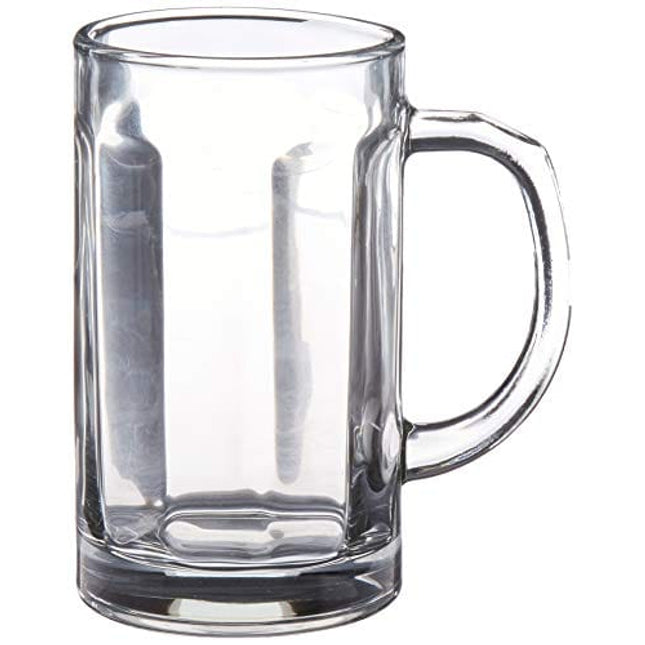 Circleware Glass Beer Mugs with Handle Set of 2 Heavy Base Fun Entertainment Glassware Beverage Drinking Cups for Water, Wine, Juice and Bar Dining Decor Novelty, 16.4 oz, Clear