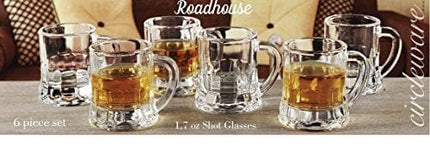 Circleware Roadhouse Mini Mason Beer Mug Heavy Base Glasses, Set of 6, Fun Party Entertainment Beverage Drinking Glassware Tumbler Whiskey Coffee Espresso Liquor Jello Shots Cups, 1.7 oz
