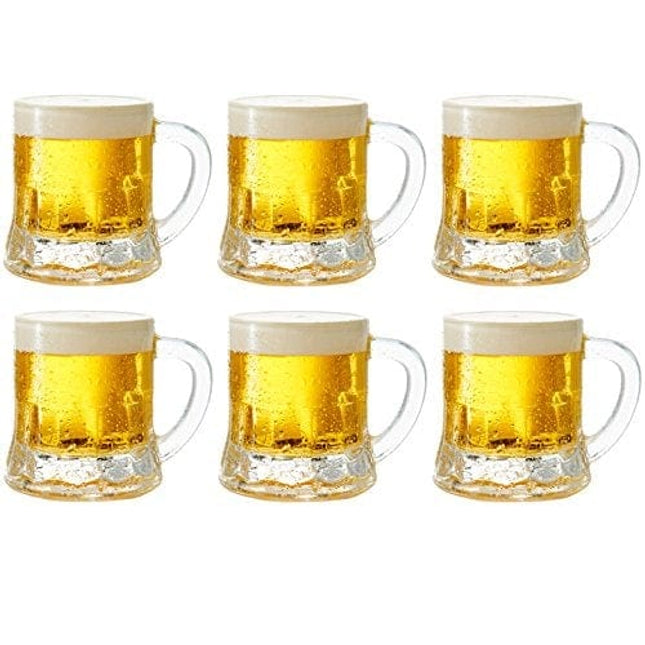 Circleware Roadhouse Mini Mason Beer Mug Heavy Base Glasses, Set of 6, Fun Party Entertainment Beverage Drinking Glassware Tumbler Whiskey Coffee Espresso Liquor Jello Shots Cups, 1.7 oz