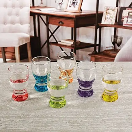 Circleware Shot, Set of 6, Heavy Base Glassware Drinking Whiskey Glass Cups for Vodka, Brandy, Bourbon & Liquor Beverage Dining Décor Gifts, 1.7 oz, Tipsy Colors