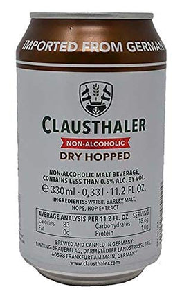 Clausthaler Dry Hopped Non-Alcoholic Beer, 11.2 fl oz (24 Cans)