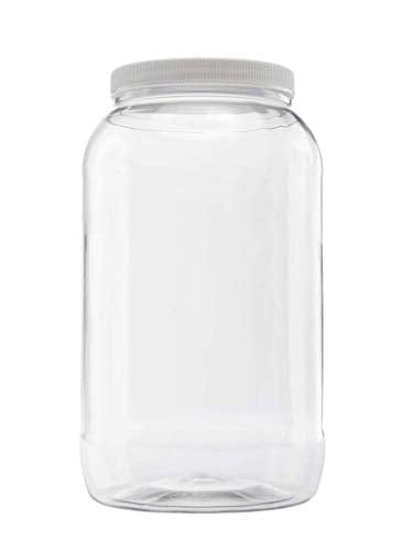 1 Gallon Clear Plastic Jars with Ribbed Liner Screw On Lids, BPA
