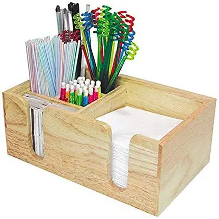 Co-Rect Wood Bar Caddy with Rectangular Design, Blonde