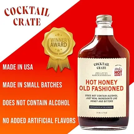 Cocktail Crate Mike’s Hot Honey Old-Fashioned Drink Mixers | Award-Winning Small Batch Craft Cocktail Mix - Premium Cocktail Syrup Handcrafted with Aromatic Bitters & Honey | 12.7oz (2 Pack)