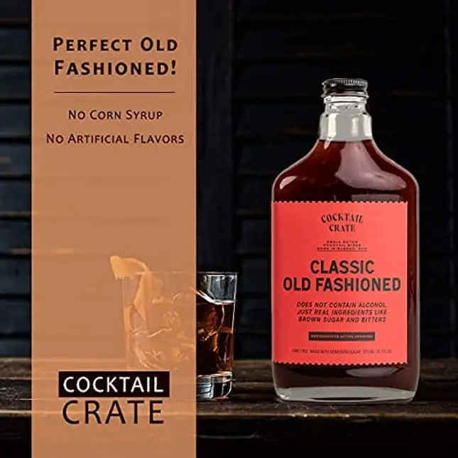 Cocktail Crate Old Fashioned Drink Mixer | Award-Winning Craft Cocktail Mixer for Classic Old Fashioned - Premium Cocktail Syrup Handcrafted with Aromatic Bitters & Demerara Sugar | 12oz - 2 pack