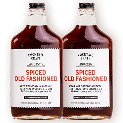 Cocktail Crate Spiced Old Fashioned Drink Mixer | Award-Winning Craft Cocktail Mixer for Spiced Old Fashioned - Premium Cocktail Syrup Handcrafted with Aromatic Bitters & Demerara Sugar | 12oz - 2 pack