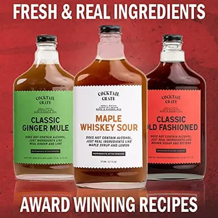 Cocktail Crate Whiskey Lover's 3 Pack Drink Mixers | Award-Winning Craft Cocktail Mixers - Premium Cocktail Syrup Handcrafted with Aromatic Bitters & Demerara Sugar | 12oz - 3 pack