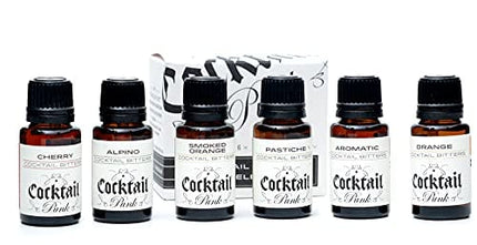 CocktailPunk Cocktail Bitters Small Batch Craft - Made in USA Using All Natural Organic Non GMO Fruits and Spices (Travelers Set, 6 Pack)