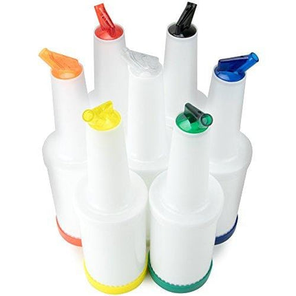 7 Pack of Colorful Juice Pouring Spout Bottle Containers – Mix, Pour, Store, Plastic Barware by Cocktailor